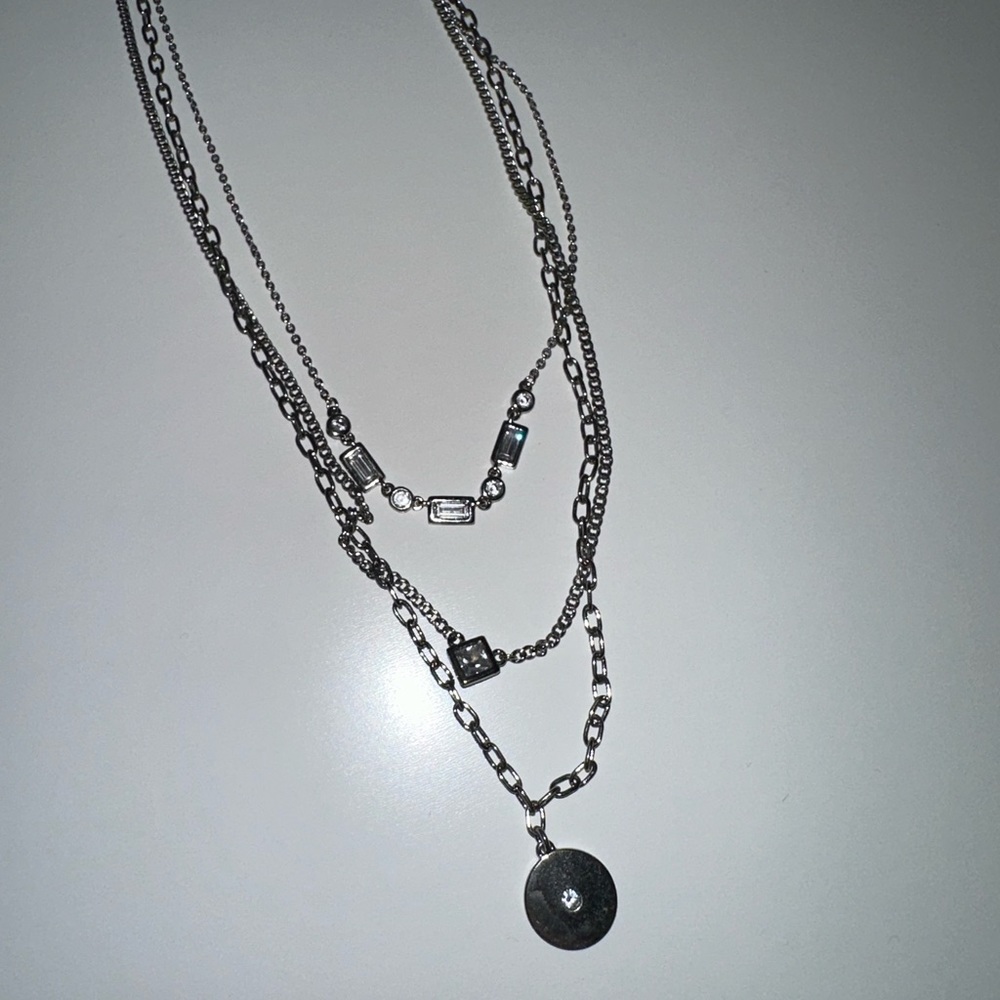Layered necklace sterling silver
